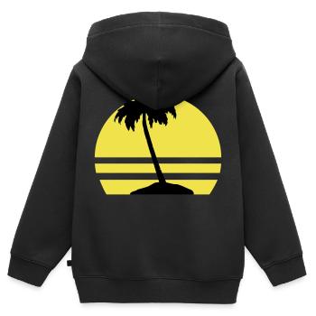 palmen insel - Kinder Premium Organic Zip Hoodie - Schwarz - Hinten - AI Model Kid Male (0cm)