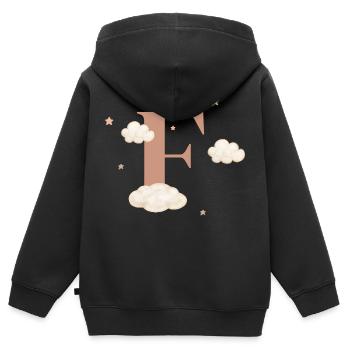 Buchstabe f bewölkt Sterne - Kinder Premium Organic Zip Hoodie - Schwarz - Hinten - AI Model Kid Male (0cm)