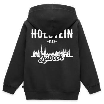 Lübeck Skyline Lübecker Geschenk - Kinder Premium Organic Zip Hoodie - Schwarz - Hinten - AI Model Kid Male (0cm)