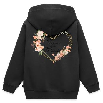 Brautteam Goldenes Herz Blumen - Kinder Premium Organic Zip Hoodie - Schwarz - Hinten - AI Model Kid Male (0cm)