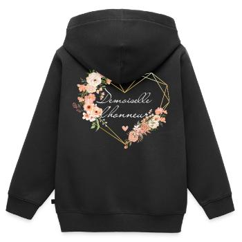 Brautjungfer Gold Herz Blumen - Kinder Premium Organic Zip Hoodie - Schwarz - Hinten - AI Model Kid Male (0cm)