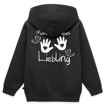 Le préféré de maman et papa - Sweat Premium à capuche zippé enfant bio - noir - Dos - AI Model Kid Male (0cm)