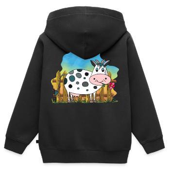 Cow - Kids Premium Organic Zip-up Hoodie - black - Back - AI Model Kid Male (0cm)