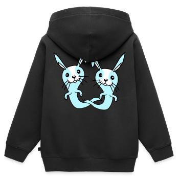 2 Lapins Fantôme Fantôme Hanter Halloween Effrayant - Sweat Premium à capuche zippé enfant bio - noir - Dos - AI Model Kid Male (0cm)