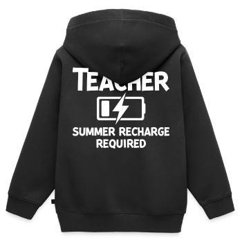 Teacher Summer Recharge Required - Kids Premium Organic Zip-up Hoodie - black - Back - AI Model Kid Male (0cm)