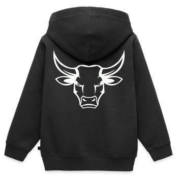 Taureau Taureau - Sweat Premium à capuche zippé enfant bio - noir - Dos - AI Model Kid Male (0cm)