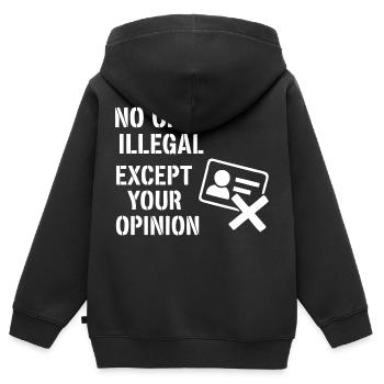 Personne n’est illégal - Sweat Premium à capuche zippé enfant bio - noir - Dos - AI Model Kid Male (0cm)
