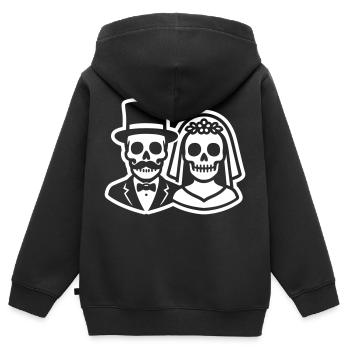 Jeunes mariés Mariage Squelette Mariée Marié - Sweat Premium à capuche zippé enfant bio - noir - Dos - AI Model Kid Male (0cm)