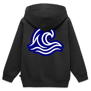 Vague de l’océan - Sweat Premium à capuche zippé enfant bio - noir - Dos - AI Model Kid Male (0cm)