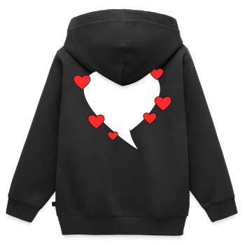 Bulle de dialogue avec des cœurs - Sweat Premium à capuche zippé enfant bio - noir - Dos - AI Model Kid Male (0cm)
