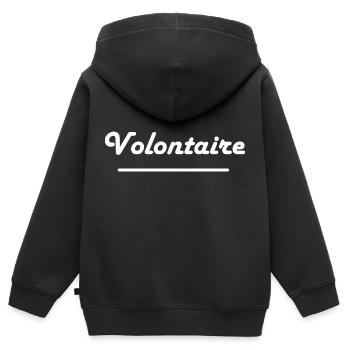 Volontaire - Sweat Premium à capuche zippé enfant bio - noir - Dos - AI Model Kid Male (0cm)