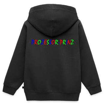 Prozessor Prinz – Bunte Typografie - Kinder Premium Organic Zip Hoodie - Schwarz - Hinten - AI Model Kid Male (0cm)