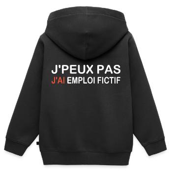Ich kann nicht, ich habe einen fiktiven Job - Kinder Premium Organic Zip Hoodie - Schwarz - Hinten - AI Model Kid Male (0cm)