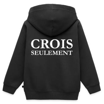 CROIS SEULEMENT - Sweat Premium à capuche zippé enfant bio - noir - Dos - AI Model Kid Male (0cm)