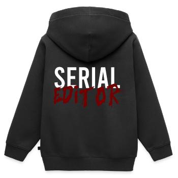 Éditeur en série - Sweat Premium à capuche zippé enfant bio - noir - Dos - AI Model Kid Male (0cm)