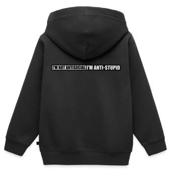 pas antisocial anti-stupide - Sweat Premium à capuche zippé enfant bio - noir - Dos - AI Model Kid Male (0cm)