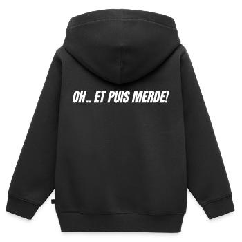 oh et puis merde - Sweat Premium à capuche zippé enfant bio - noir - Dos - AI Model Kid Male (0cm)
