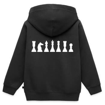 Échecs - Sweat Premium à capuche zippé enfant bio - noir - Dos - AI Model Kid Male (0cm)