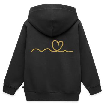 Coeur jaune - Sweat Premium à capuche zippé enfant bio - noir - Dos - AI Model Kid Male (0cm)