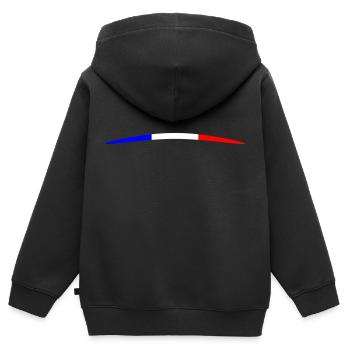 Frankreich - Geschwungenes Design - Neu - Kinder Premium Organic Zip Hoodie - Schwarz - Hinten - AI Model Kid Male (0cm)