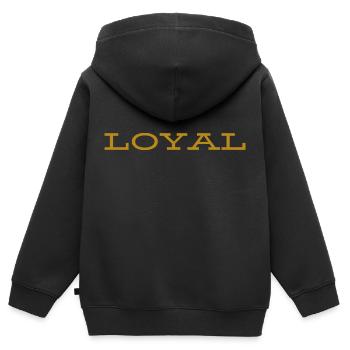 Loyal Loyalität - Kinder Premium Organic Zip Hoodie - Schwarz - Hinten - AI Model Kid Male (0cm)