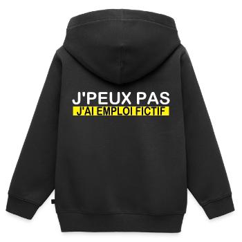 Ich kann nicht, ich habe einen fiktiven Job - Kinder Premium Organic Zip Hoodie - Schwarz - Hinten - AI Model Kid Male (0cm)