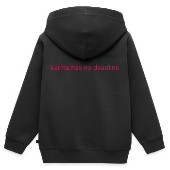 Le karma n’a pas de date limite - Sweat Premium à capuche zippé enfant bio - noir - Dos - AI Model Kid Male (0cm)
