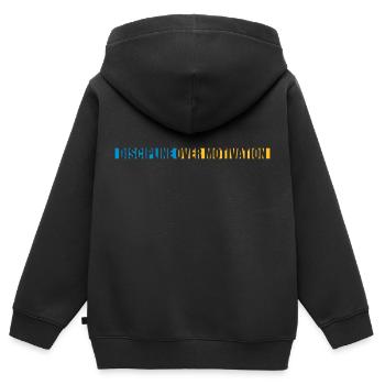 Citation de discipline sur la motivation - Sweat Premium à capuche zippé enfant bio - noir - Dos - AI Model Kid Male (0cm)