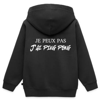 je peux pas j'ai ping pong - Sweat Premium à capuche zippé enfant bio - noir - Dos - AI Model Kid Male (0cm)