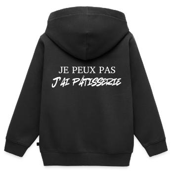 Ich kann kein Gebäck haben - Kinder Premium Organic Zip Hoodie - Schwarz - Hinten - AI Model Kid Male (0cm)