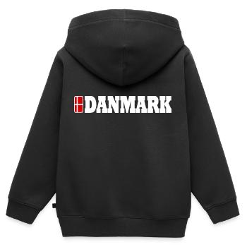 Dänemark - Kinder Premium Organic Zip Hoodie - Schwarz - Hinten - AI Model Kid Male (0cm)