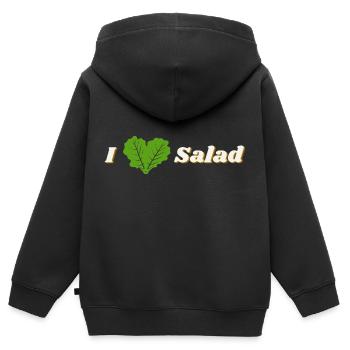 J’adore la salade - Sweat Premium à capuche zippé enfant bio - noir - Dos - AI Model Kid Male (0cm)