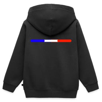 FRANKREICH - Kinder Premium Organic Zip Hoodie - Schwarz - Hinten - AI Model Kid Male (0cm)