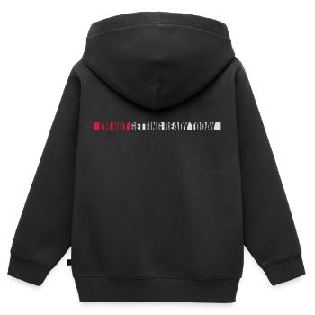ne pas se préparer aujourd’hui - Sweat Premium à capuche zippé enfant bio - noir - Dos - AI Model Kid Male (0cm)