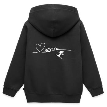 Skifahren - Kinder Premium Organic Zip Hoodie - Schwarz - Hinten - AI Model Kid Male (0cm)