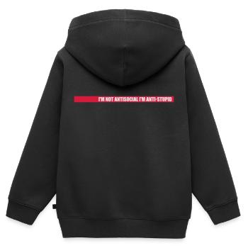 pas antisocial anti-stupide - Sweat Premium à capuche zippé enfant bio - noir - Dos - AI Model Kid Male (0cm)