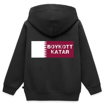 boykott katar,katar,flagge, wm - Kinder Premium Organic Zip Hoodie - Schwarz - Hinten - AI Model Kid Male (0cm)