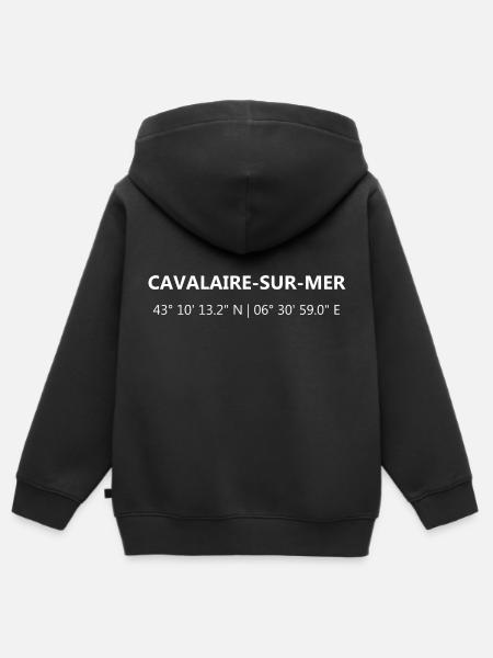 Cavalaire sur Mer - Sweat Premium à capuche zippé enfant bio - noir