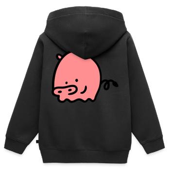 Schweinchen 2 - Kinder Premium Organic Zip Hoodie - Schwarz - Hinten - AI Model Kid Male (0cm)