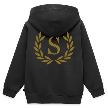 S - Buchstabe - Kinder Premium Organic Zip Hoodie - Schwarz - Hinten - AI Model Kid Male (0cm)
