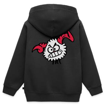Kugell Widder - Kinder Premium Organic Zip Hoodie - Schwarz - Hinten - AI Model Kid Male (0cm)