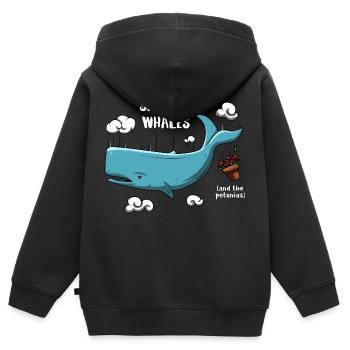 Save Whales - Sweat Premium à capuche zippé enfant bio - noir - Dos - AI Model Kid Male (0cm)