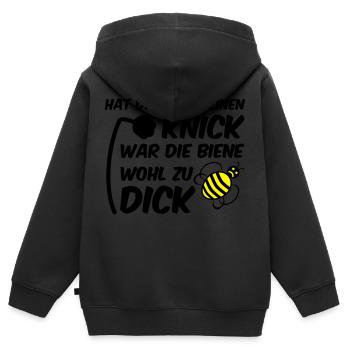 Biene zu dick Blume Knick Blüte - Kinder Premium Organic Zip Hoodie - Schwarz - Hinten - AI Model Kid Male (0cm)