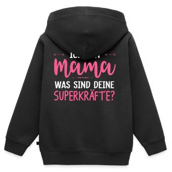 Meine Superkraft? Mama - Kinder Premium Organic Zip Hoodie - Schwarz - Hinten - AI Model Kid Male (0cm)