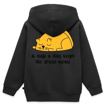 dormir - Sweat Premium à capuche zippé enfant bio - noir - Dos - AI Model Kid Male (0cm)