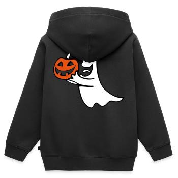 fantôme - Sweat Premium à capuche zippé enfant bio - noir - Dos - AI Model Kid Male (0cm)