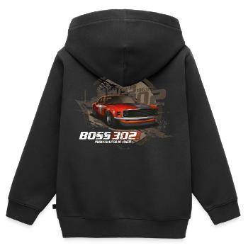 Racing 302 - Kinder Premium Organic Zip Hoodie - Schwarz - Hinten - AI Model Kid Male (0cm)
