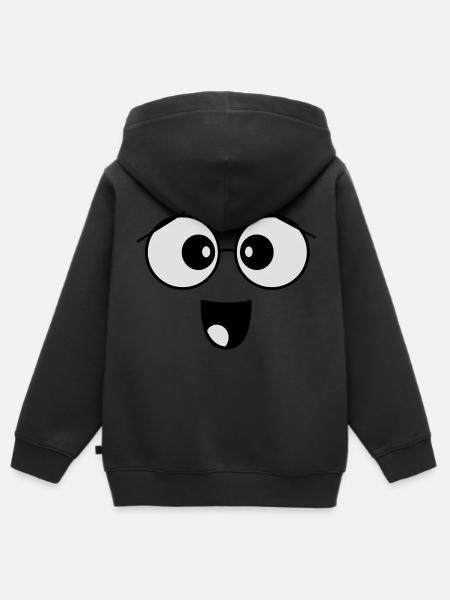 face - Kids Premium Organic Zip-up Hoodie - black
