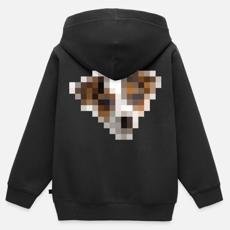 Jack Russell Terrier - 16x16 pixels - vue depuis - Sweat Premium à capuche zippé enfant bio - noir