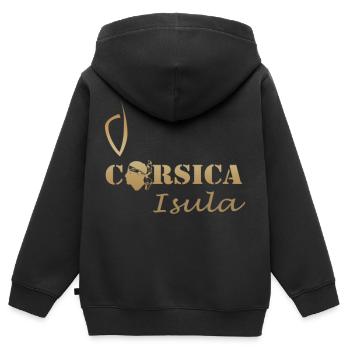 Corse - Sweat Premium à capuche zippé enfant bio - noir - Dos - AI Model Kid Male (0cm)